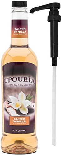 Upouria Salted Vanilla Flavored Syrup, 100% Vegan and Gluten-Free, 750 ml Bottle with Syrup Pump
