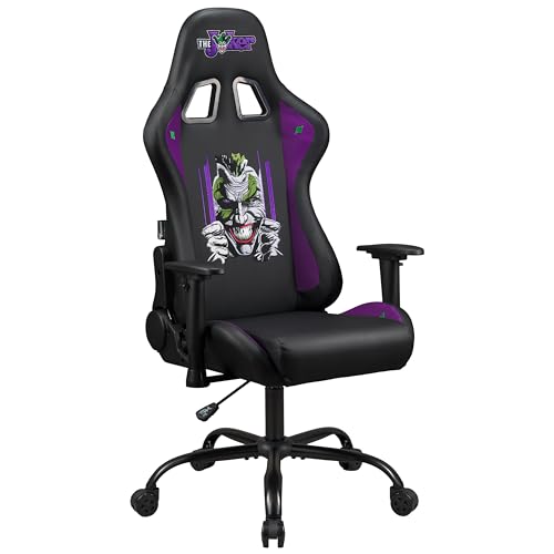 Joker - Gaming Stuhl oder Bürostuhl, Gamer Sessel für Erwachsene, Bequeme Sitzfläche, integrierte Kopfstütze, Armlehnen und Höhe verstellbar, ergonomische Rückenlehne - Schwarz.