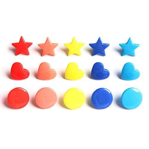 360 Sets Kam Snaps Size 20 T5 Star Heart Round Plastic Resin Fasteners Punch Poppers Closures No-Sew Buttons Storage Container For Crafts Cloth #TOP6