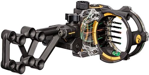 Trophy Ridge React H5 Bow Sight – 5 Pin Sight, Tool Less Windage and Elevation Adustability, 2nd Axis Leveling, Adjustable Click Light
