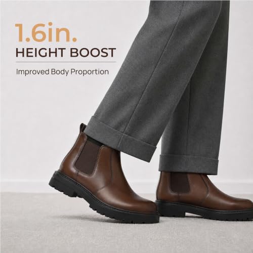 Image of Holy dove Men's Wide Toe Box Platform Chelsea Boots Slip-On Casual Ankle Dress Boot