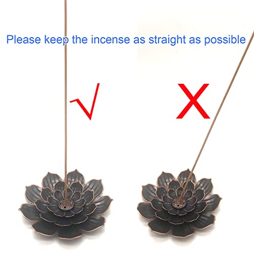2 Packs Brass Lotus Flower Incense Sticks Holder With Brush, Cone Incense Burner #TOP6