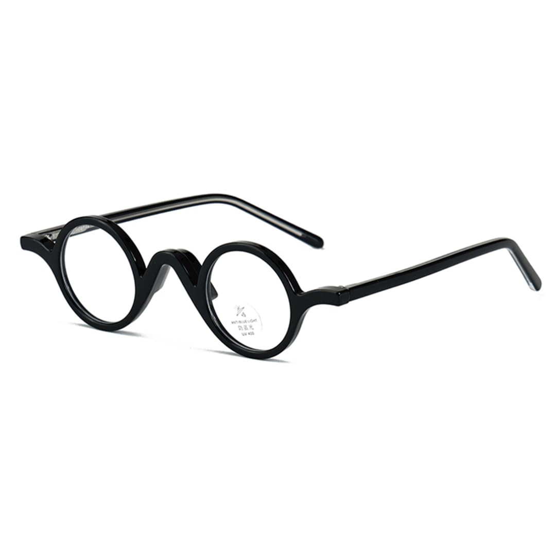 Małe okrągłe okulary damskie vintage z przezroczystymi soczewkami Tr90, oprawki do okularów dla mężczyzn z octanu CP (czarne z przezroczystymi)