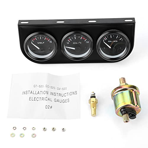 3 IN 1 トリプルゲージキット電圧計水温油圧計タコメーター、3 in 1 カーメーターオートゲージ、電圧計センサー