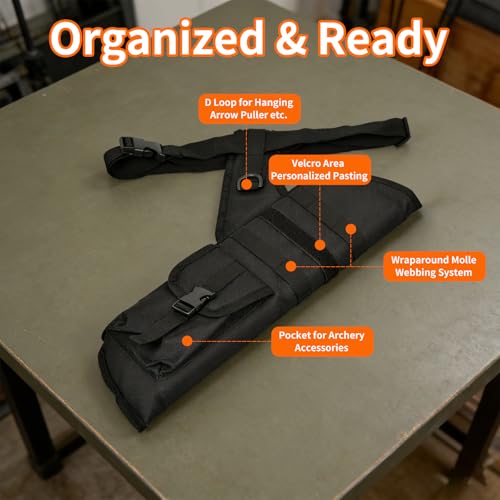 SPG Hip Quivers for Archery - Arrow Quiver with Molle System Quiver Arrow Holder with Adjustable Waist Belt Arrow Bag for Longbow Recurve Bow Hunting Practicing (Black)