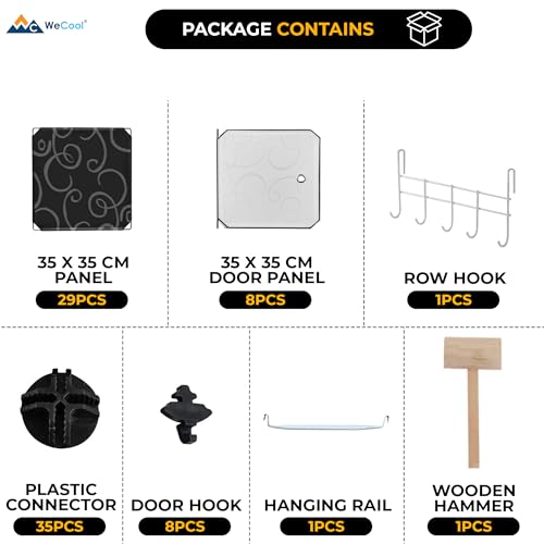 Image of CoolLeaf Soft Plastic Wardrobe for Clothes, Kids Almirah for Clothes - 8 Doors Collapsible Wardrobe for Kids Clothes /Toys /Books, Baby Cupboard for Clothes Storage in Bedroom Nursery, Black (CW-B8)