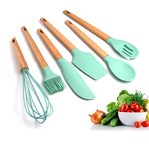 RSTYS Juego de espátulas de silicona resistentes al calor, 6 utensilios de cocina de goma de grado alimenticio para raspar, hornear, cocinar, antiadherentes y sin BPA (azul) Cover
