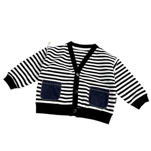 EnJoCho Children's Striped Coat Spring And Fall New Baby Long Sleeves Teen Girls Winter Coats (Black, 2-3 Years)