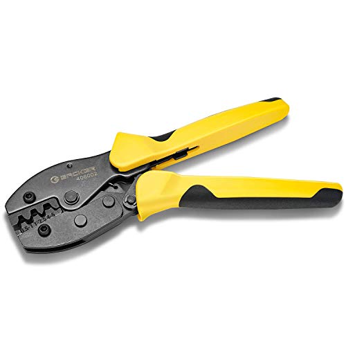 Eacker Ratchet Crimping Plier Used for 21-9 AWG (Similar to 0.5-6 mm²) Non-Insulated Tabs and Receptacles Ratchet Wire Crimpers