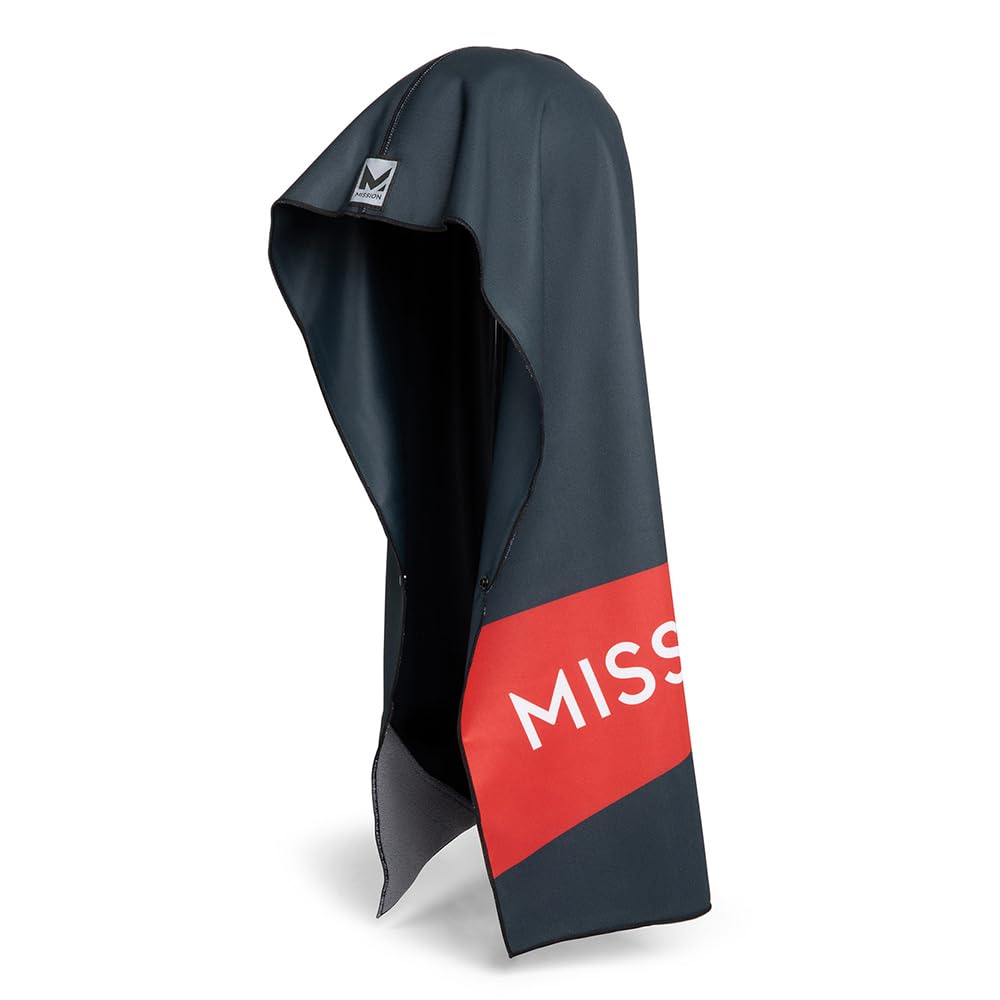 MISSION Max Plus Serviette à capuche rafraîchissante - Rafraîchit instantanément lorsqu'elle est mouillée, protection solaire UPF 50, épouse votre tête pour rester en place, idéale pour le sport, le
