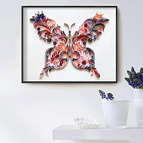 WENDAO 20 Inch Butterfly Sample Sticker Set Butterfly Flower Sticker Decoration Quilted Paper Painting DIY Handmade DIY Decorative Quilling Paper Filigree Painting Ki (A) Cover