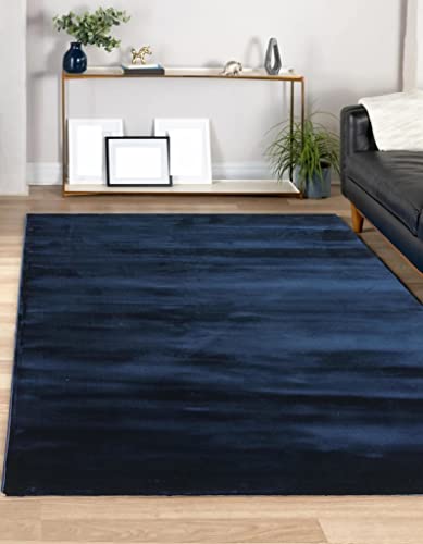 Flycarpets - Maori - Indoor Teppich - rechteckig - modern - Kurzflor 12 mm - in Größe 140x200 - in Dunkelblau - Einfarbig - türkisch gewebt - 100% Polypropylen Cover