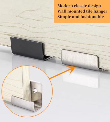 Image of 8 Pcs TileDisplay Wall Hanger, 8 Pcs Stainless Steel Wall Mount Brackets Hook, Heavy Duty Tile Hanger for Mirrors, Picture Frame Ceramic Wall Display (Silver Inner Width 15mm /0.59 inch)