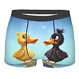 NESLIN Herren Enge Boxen Shorts Unterwäsche Gelbe Ente Und Schwarze Ente Weiche Breite Bund Unterwäsche Grundlegenden Stil, Schwarz , XL