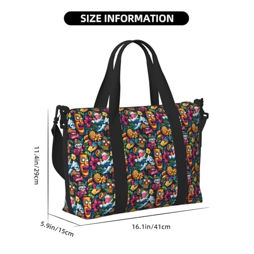 Travel Duffle Bags For Women Men - Hawaii Tribal Style Print Personal Item Weekender Overnight Gym Carry On Airport Tote Bag With Strap For Yoga, Travel, Business Trips2