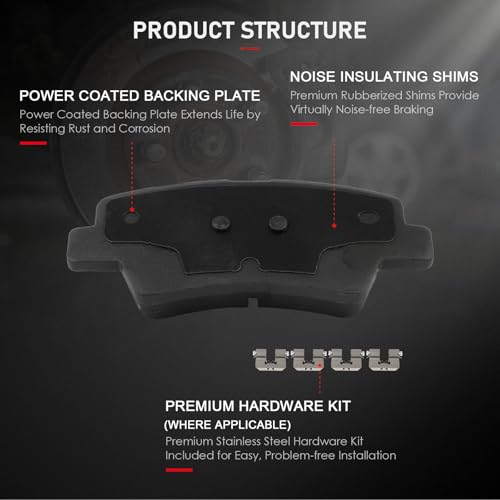 Image of cciyu D2190 D1812 Front & Rear Ceramic Disc Brake Pads Kit For Hyundai For Accent 2018-2022,For Kia For Rio 2018-2022