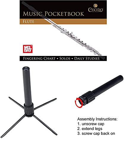 Image of Mendini by Cecilio 16 Keys Closed Hole C Flute Kit for Beginners - Black | Beginner Flute Kit with Carrying Case, Stand, Tuning Rod, Adjustment Screws, Cork Grease, Lesson Book, Cleaning Kit, Gloves
