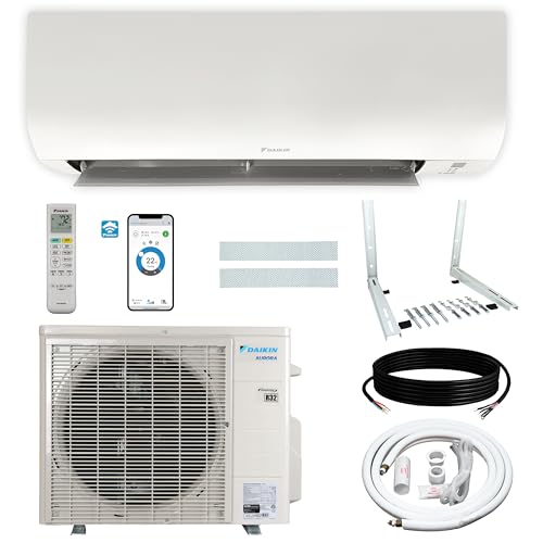 Daikin 12,000 BTU 19.5 SEER2 Aurora Low Ambient Ductless Mini Split Air Conditioner Heat Pump with Maxwell 15 ft. Installation Kit and Bracket - Wi-Fi Enabled R32