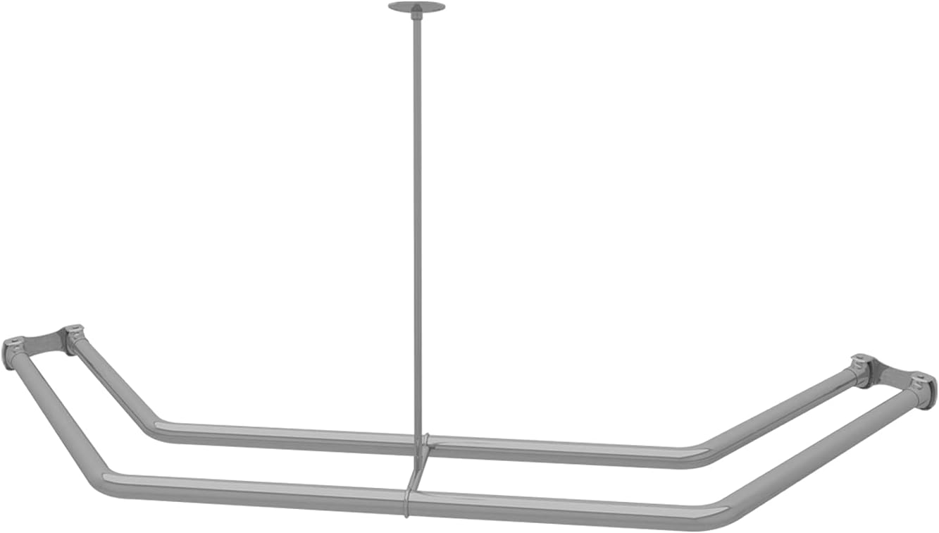 Naiture Dual Diamond Rods Double Neo Angle Shower Curtain Rod, Stainless Steel 18-1/2" X 26" X 18-1/2", Brushed Nickel Finish