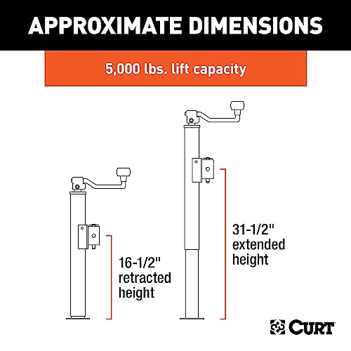 CURT 28356 Weld-On Pipe-Mount Swivel Trailer Jack, 5,000 lbs., 15 Inches Vertical Travel by CURT - Image 2