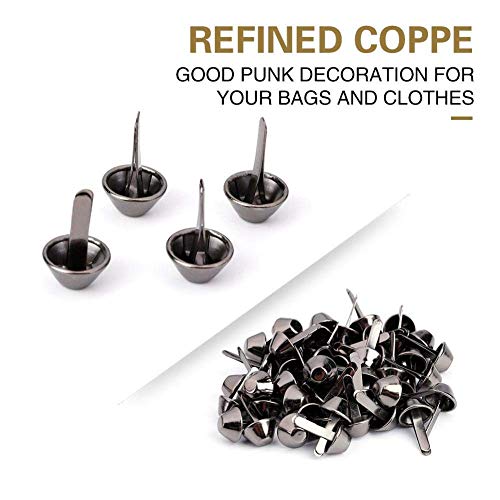 50PCS Plate Bottom Stud Bag Feet Flat Metal Bag Feet Cone Studs Mushroom Spike Rivet Purse Feet Spike Nailheads Brad leathercraft Findings(10mm-Black) - Image 2