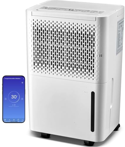 Deshumidificador pasapair-12L en 24h de rendimiento de deshumidificación - Deshumidificador eléctrico para habitaciones de hasta 120 m³ (~20 m²) con 3 modos de funcionamiento
