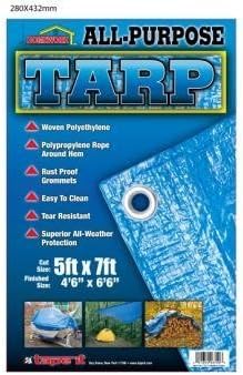 All Purpose Polyethylene Blue Tarp 5'x7' (Pack of 3)