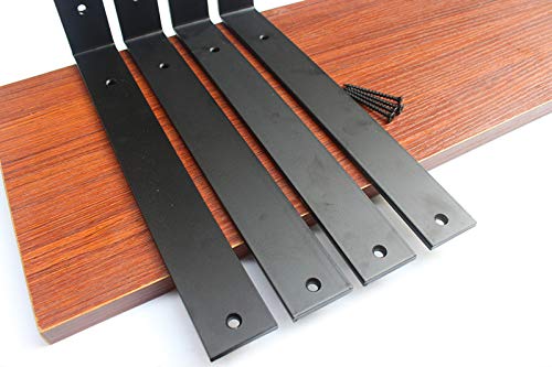 4 Pack - L12" X H 8" X W 1.5", 5Mm Thick Rustic Shelf Bracket, Iron Shelf Brackets, Metal Shelf Bracket, Industrial Shelf Bracket, Modern Shelf Bracket, Decorative Shelving, Shelf Supports With Screws #TOP3