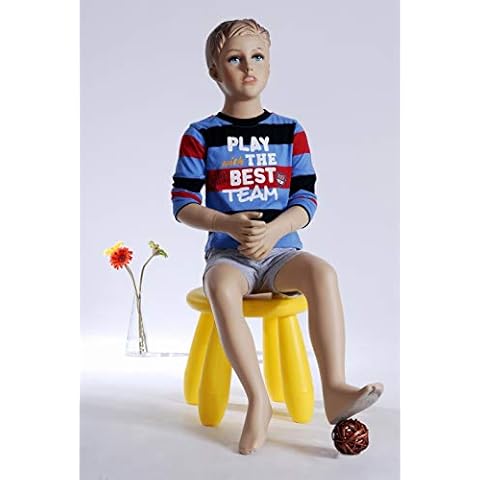Tonhandisplay TonHan BB-12 Mannequin Boy Child Boy Skin Colour Sitting Chic Modern Male Kids Modelled Hairstyle Cover
