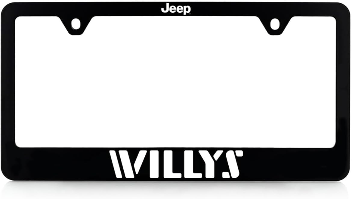 Jeep Willys UV Printed Black Plastic License Plate Frame