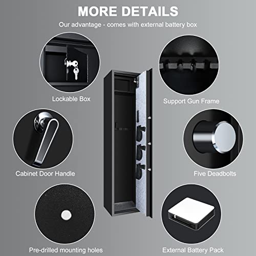 Winzone Large Biometric Rifle Safe Fingerprint 5 Rifle Gun