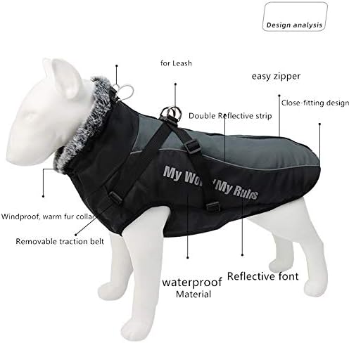 Miniatura 6 de Ropa cálida para perros grandes para otoño e invierno, impermeable, para perros grandes, disfraces de algodón grueso para perros grandes