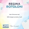 Rotoloni Regina - 8 Maxi Rotoli di Carta Igienica, 500 Fogli a 2 Veli, Lunghi Più del Doppio dei Normali Rotoli, Confezione 50% in Plastica Riciclata, Carta 100% Certificata FSC