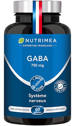 GABA Pur 750mg | Kapseln Hochdosiert & Ohne Zusätze | 100% Vegan | Ruhe & Entspannung - Calm, Sleep & Relax - Nutrimea - Premium Qualität
