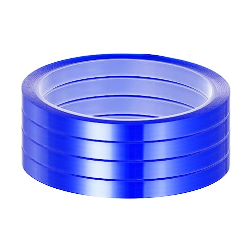 Image of HARFINGTON 4 Rolls Heat Tape High Temperature Heat Resistant Tape 8mmx33m(108ft) Sublimation Thermal Heat Transfer Tape for Sublimation Press No Residue, Blue