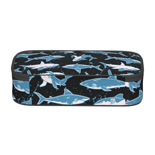 Image of Shark Pencil Case Aesthetic Large Capacity Pen Pouch | Storage Bag with Compartments for Travel School Office Organizer