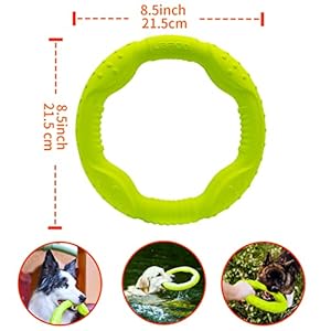 LaRoo Dog Flying Ring Toys, Floating Flying Dog Disc Toys, Summer Pet Training Outdoor Durable Chew Toys for Medium and Large dogs (Medium Green/22cm)