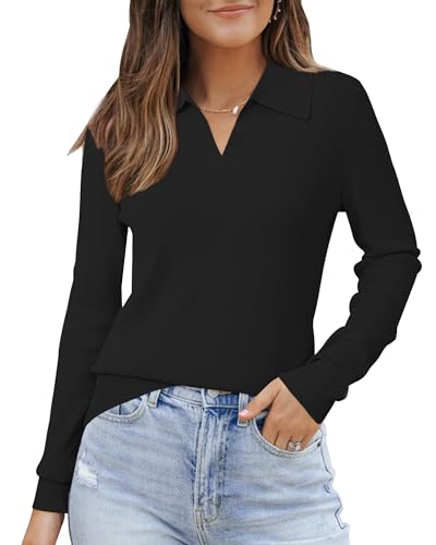 Arach&Cloz Women’s Wool Blend Polo Shirts Fall Sweaters Business Casual Outfits 2025