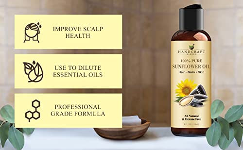 Handcraft Blends Sunflower Oil - 4 Fl Oz - 100% Pure And Natural - Premium Grade For Skin, Hair, Massage thumb #3
