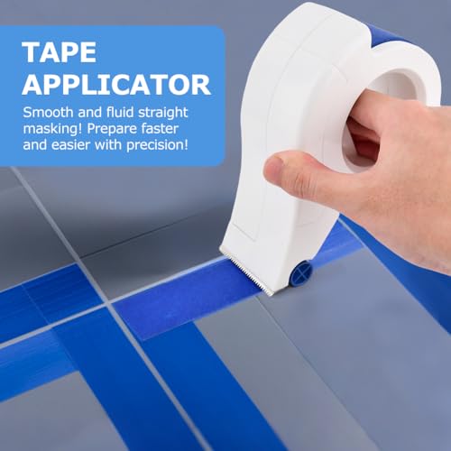 Image of Masking Paint Tape Dispenser, Portable Paint Tape Applicator for Trim, Easy to Grip Rounded Handles and Accurate Tape Application, Saves Time Compact Design for On The Go Usage(White)