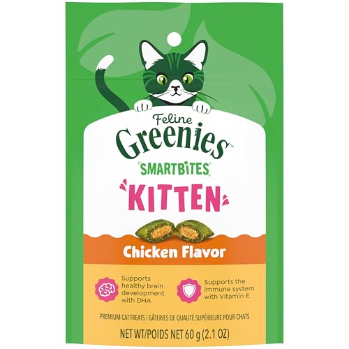 Greenies Feline Smartbites Kitten Treats, Chicken Flavor, 2.1 oz. Pouch