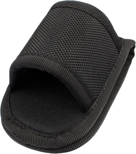 Black Open Top D Cell Compact Light Holder PU Leather Duty Belt Nylon Weave Flashlight Pouch Duty Belt Accessories D Cell Light Holders Flashlight Holder Belt Clip Flashlight Pouch Holder