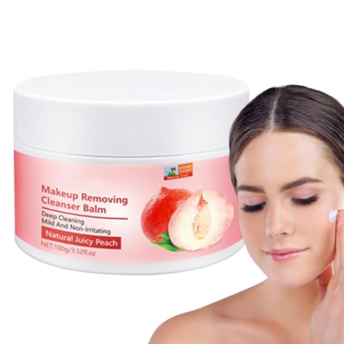 Bálsamo desmaquillante natural de melocotón jugoso – 100 g de desmaquillante de crema fría, bálsamo limpiador para limpieza profunda de los poros Anulely