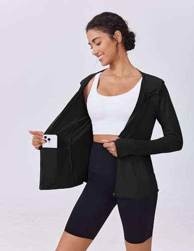 PINSPARK Women's UPF 50+ Sun Protection Hoodie Jacket Lightweight Full Zip Athletic Jacket Long Sleeve Shirt with Pockets4