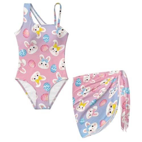 Maillot de bain 1 pièce ado fille séchage rapide avec paréo mesh transparent