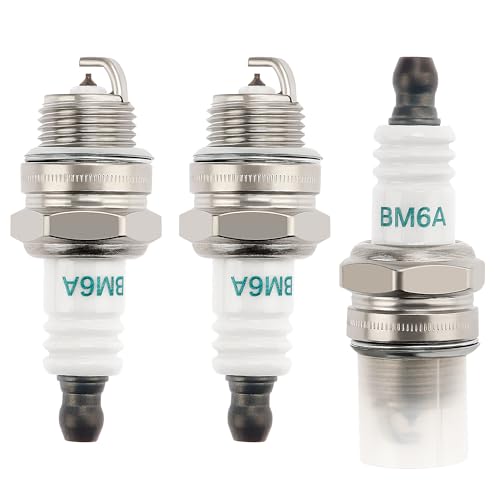 VooGenzek 3 Piezas BM6A Bujías para Motosierra, Bujía BM6A / L7T Reemplazo, Bujía para Desbrozadora, para Cortacésped Motosierra Repuestos de Motor