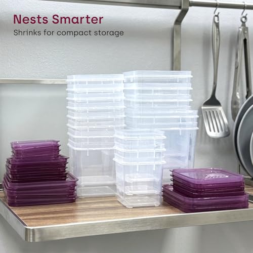 Image of Store Smart Airtight Food Storage Containers | Set Of 6-500Ml BPA Free, Microwave, Freezer & Dishwasher Safe Stackable Compact Box for Snacks, Meal Prep Fridge | Purple