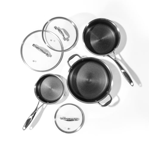 DELUXE Hybrid Ceramic Nonstick 6 PCS Pot Set, 1.3, 3&5.4-Quart Pot with Tempered Glass Lid, Stainless Steel Cookware Pots with Stay-Cool Handle, Dishwasher Safe, Compatible with All Cooktops - Image 4