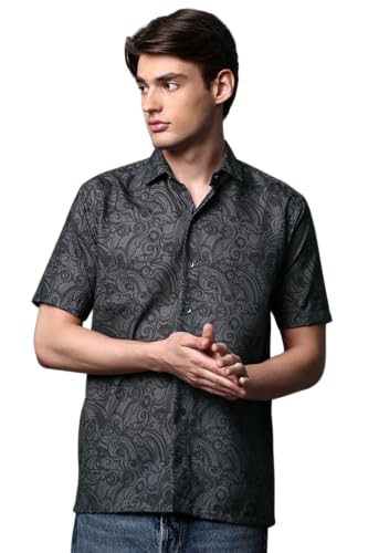 Image of Half Sleeve Relaxed Fit Men's Casual Shirt | Cotton Blend Oversized Shirts for Men Loose fit | Oversized Printed Shirts for Men | Men's Half Sleeve Relaxed Fit Shirt Fashion