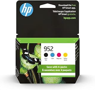 Original HP 952 Black, Cyan, Magenta, Yellow Ink Cartridges (4 Count -pack of 1) |Works with HP OfficeJet 8702,OfficeJet Pro 7720,7740,8210,8710,8720,8730, 8740 Series|Eligible for Instant Ink|X4E07AN